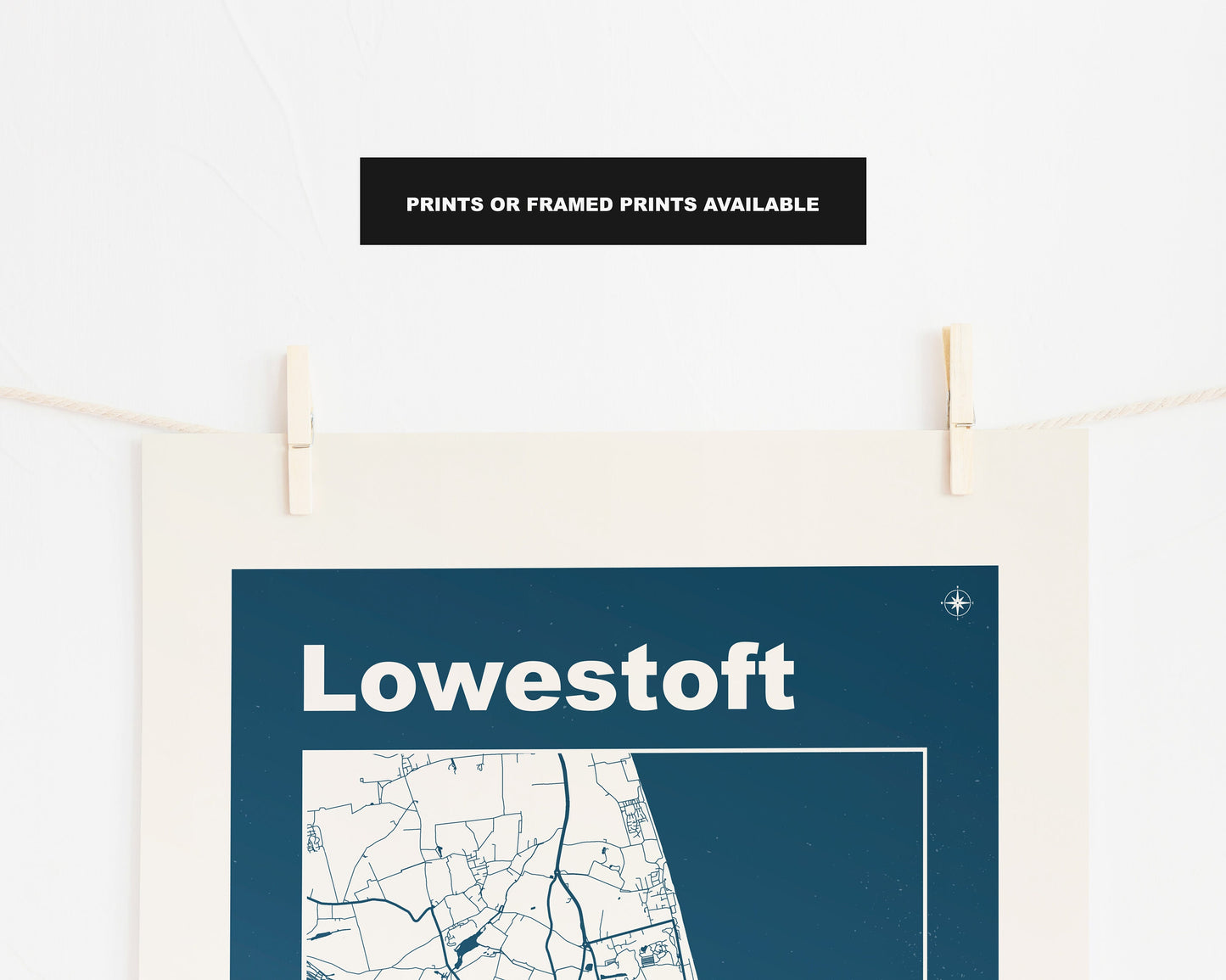 Lowestoft Print - Map Print - Mid Century Modern  - Retro - Vintage - Contemporary - Lowestoft Print - Map - Map Poster - Gift - Suffolk