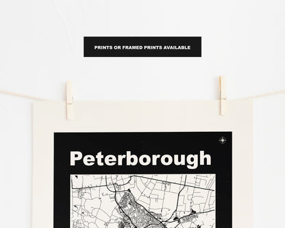 Peterborough Print - Map Print - Mid Century Modern  - Retro - Vintage - Contemporary - Peterborough Print - Map - Map Poster - Gift