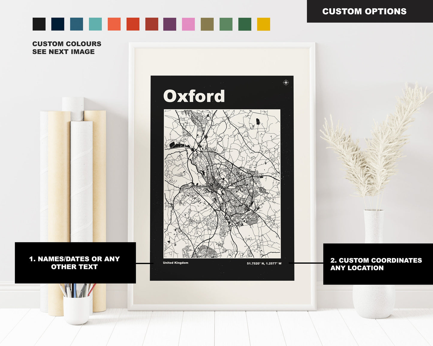 Oxford Print - Map Print - Mid Century Modern  - Retro - Vintage - Contemporary - Oxford Print - Map - Map Poster - Gift - Oxfordshire