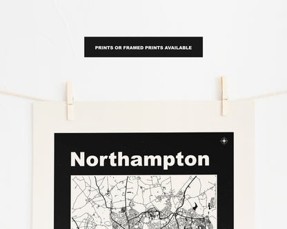 Northampton Print - Map Print - Retro - Vintage - Contemporary - Northampton Print - Map - Map Poster - Gift - Midlands
