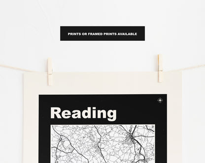 Reading Print - Map Print - Mid Century Modern  - Retro - Vintage - Contemporary - Reading Print - Map -  Map Poster - Gift - Berkshire