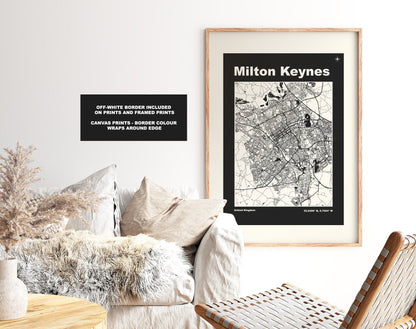 Milton Keynes Print - Map Print - Mid Century Modern  - Retro - Vintage - Contemporary - Milton Keynes Print - Map -  Map Poster - Gift