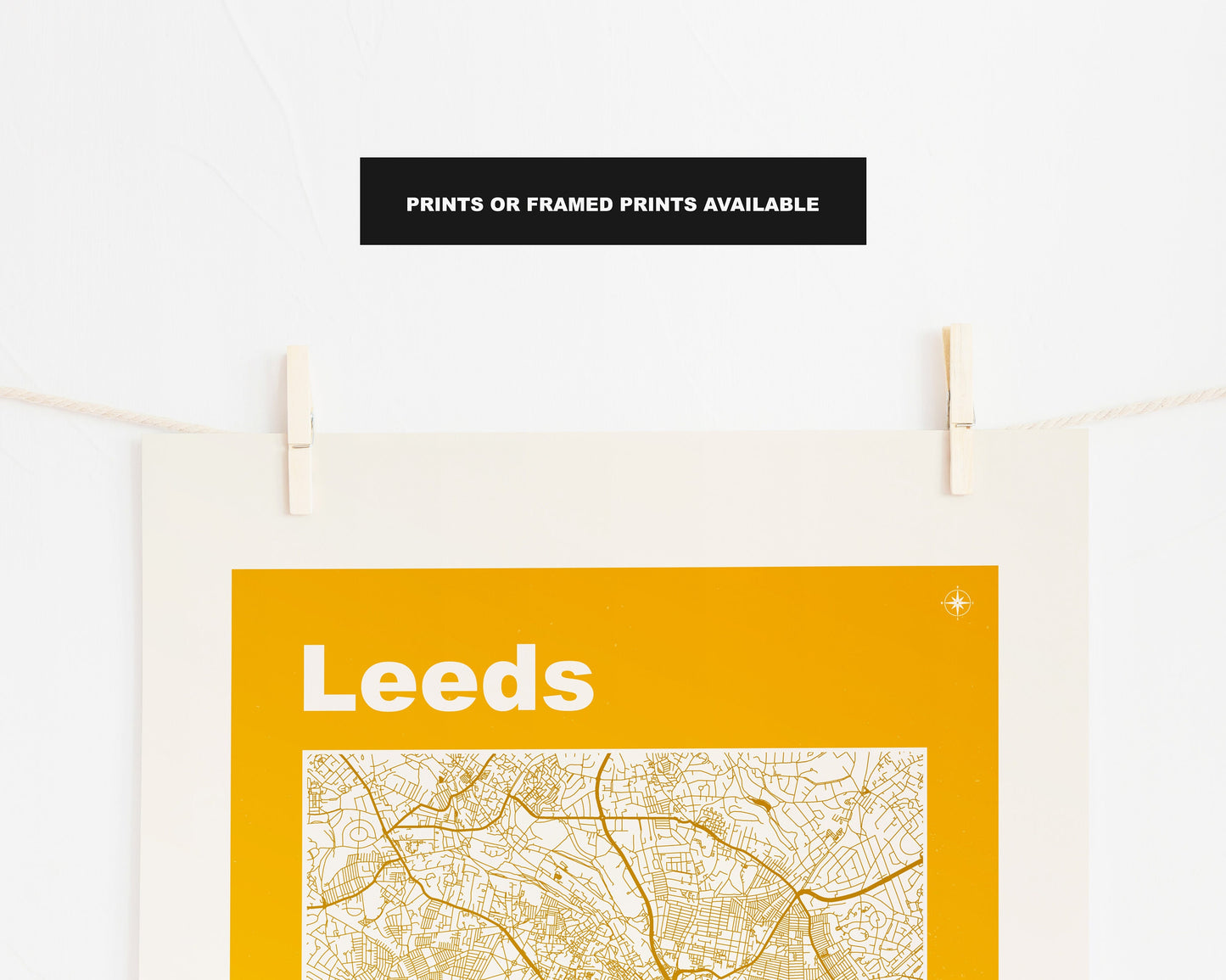 Leeds Print - Map Print - Mid Century Modern  - Retro - Vintage - Contemporary - Leeds Print - Map -  Map Poster - Gift - Yorkshire