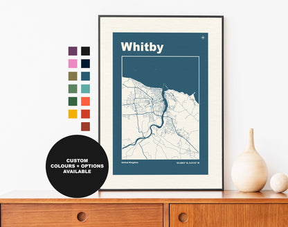 Whitby Print - Map Print - Mid Century Modern  - Retro - Vintage - Contemporary - Whitby Print - Map - Map Poster - Gift - Yorkshire