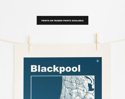 Blackpool Print - Map Print - Mid Century Modern  - Retro - Vintage - Contemporary - Blackpool Print - Map - Map Poster - Gift - Lancashire