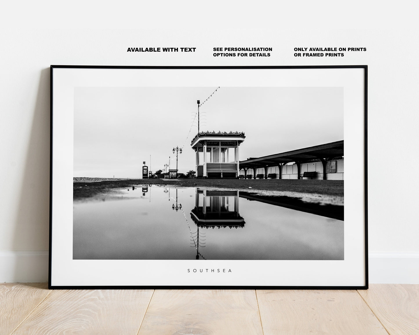 Southsea Shelters - Photography Print - Portsmouth and Southsea Prints - Wall Art -  Frame and Canvas Options - Landscape - BW