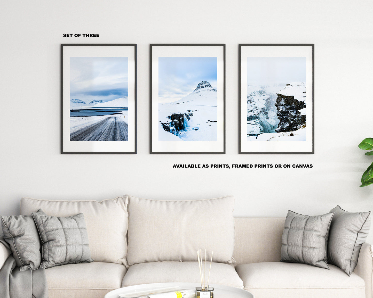 Iceland Print Set - Winter Landscapes - Print Set x3 - Iceland Landscape - Mountains - Minimalist Wall Art - Contemporary - White Wall Art