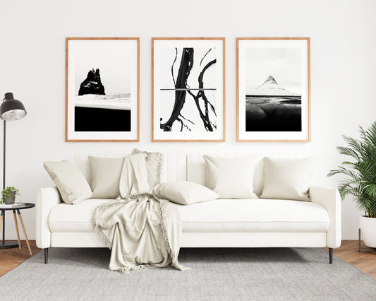 Iceland Print Set - Black and White Photography - Print Set x3 - Monochrome - Minimalist - Iceland Print - Iceland Poster - Iceland Wall Art