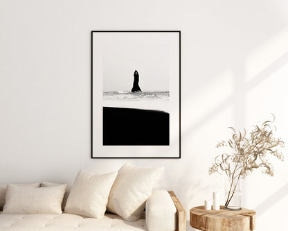 Reynisfjara - Iceland Photography Print - Iceland Wall Art - Iceland Poster - Black and White Photography - Minimalist - Black Sand Beach