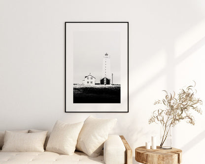Reykjavik Lighthouse - Iceland Photography Print - Iceland Wall Art - Iceland Poster - Black and White Photography - Lighthouse Print - Gift