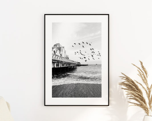 South Parade Pier - Photography Print - Portsmouth and Southsea Prints - Wall Art -  Frame and Canvas Options - Portrait - BW