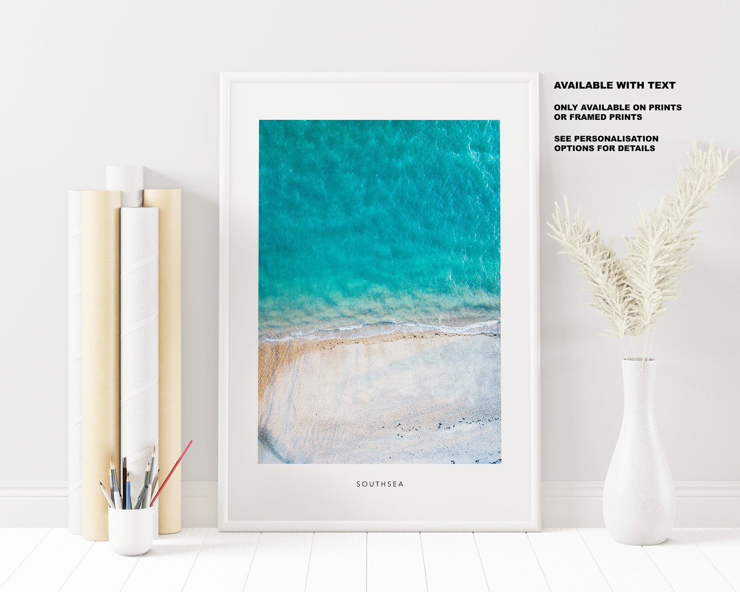 Southsea Beach - Photography Print - Portsmouth and Southsea Prints - Wall Art -  Frame and Canvas Options - Portrait - Aerial