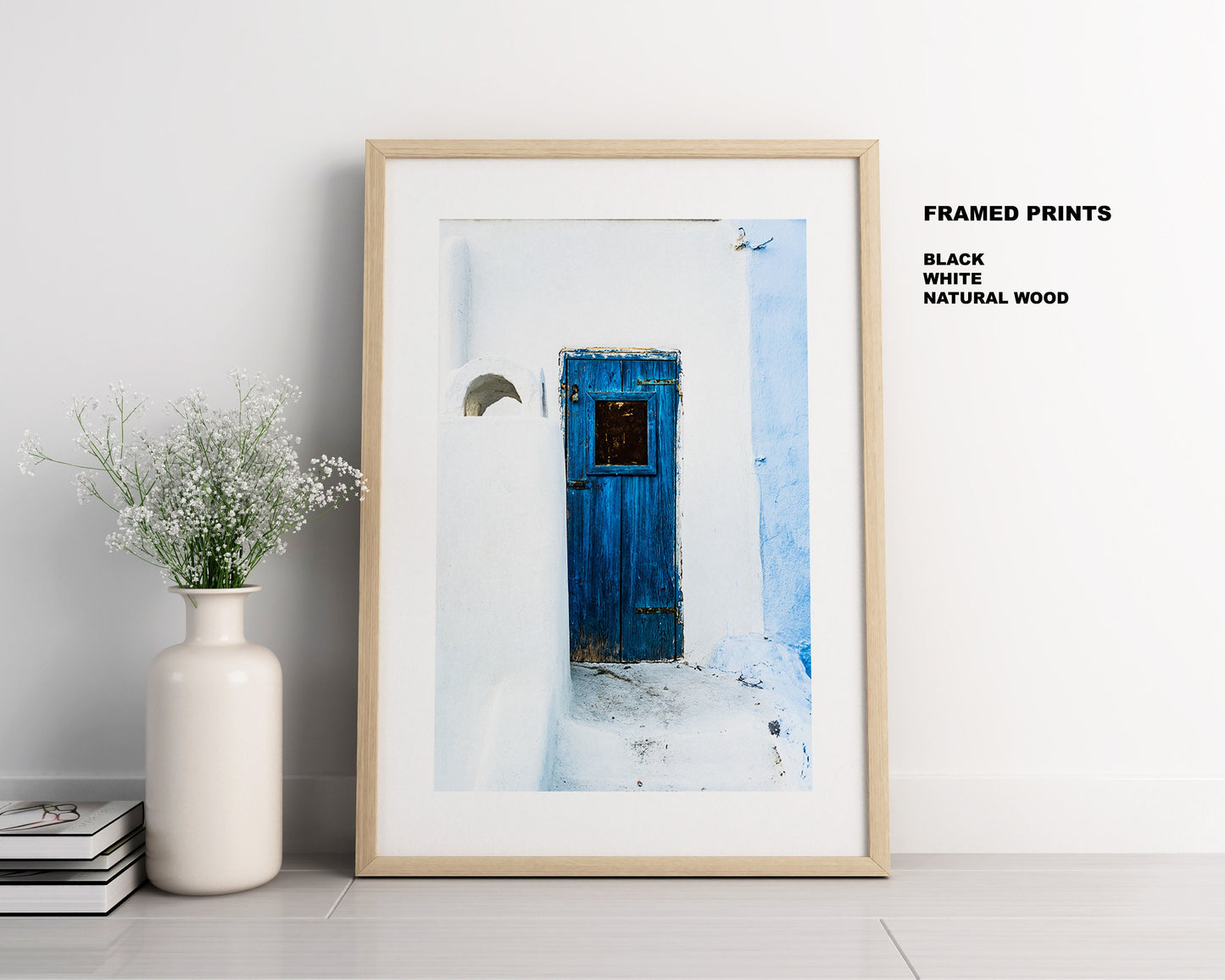 Greece Blue Door Photography Print - Greece - Print - Poster - Santorini Photography - Greece Wall Art - Blue Wall Art - Architecture Detail