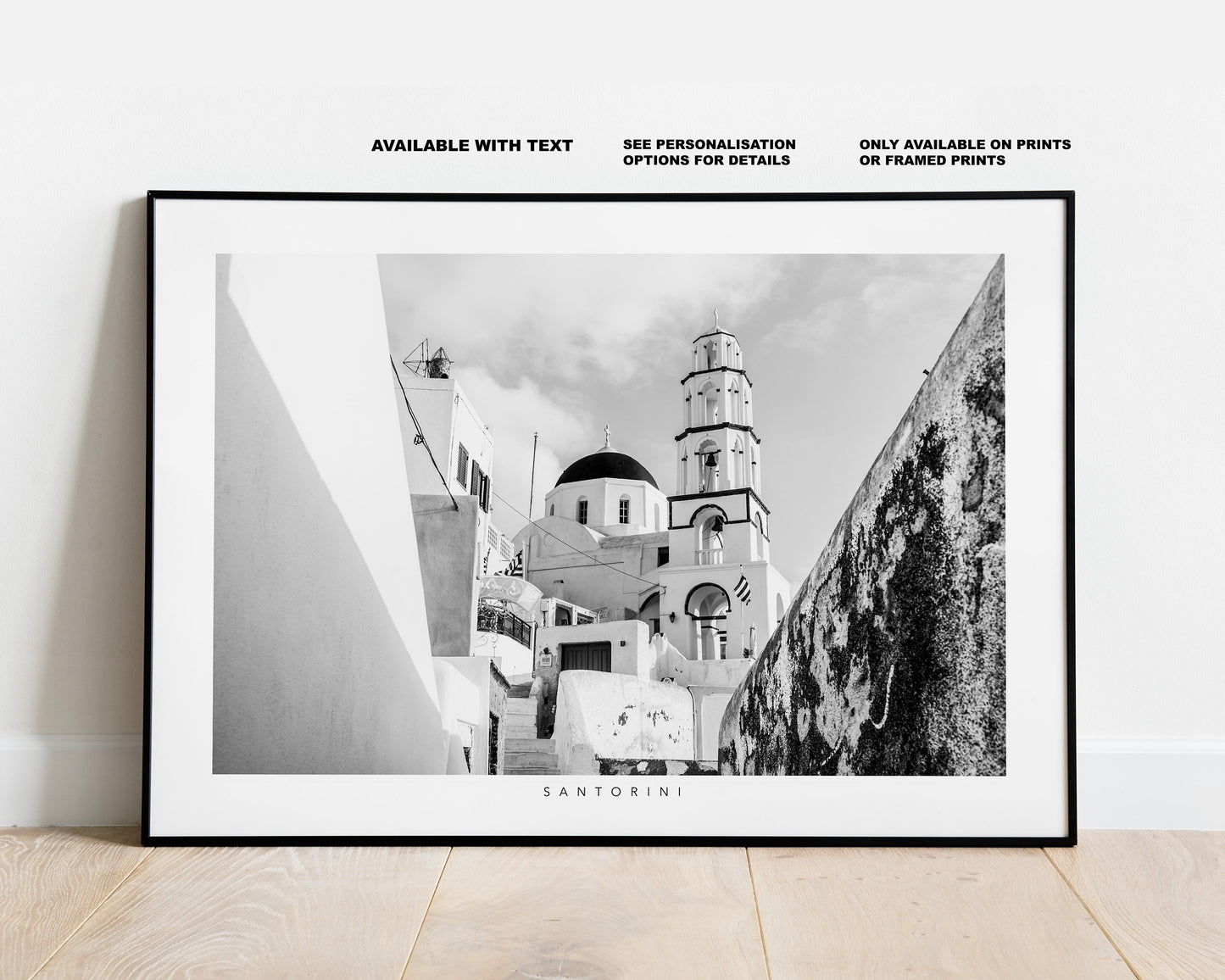 Santorini Black and White Photography Print - Greece - Print - Poster - Santorini Photography - Greece Wall Art - Landscape - Monochrome