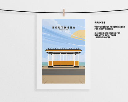 Southsea Print - Travel Poster - Wall Art Print - Southsea Travel Poster - Minimalist Retro Style - Southsea Poster - Southsea Gift