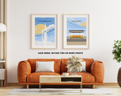 Southsea Print - Travel Poster - Wall Art Print - Southsea Travel Poster - Minimalist Retro Style - Southsea Poster - Southsea Gift
