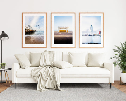 Portsmouth Print Set x3 - Blues - Photography Print Set - Portsmouth - Southsea - Spinnaker - South Parade Pier - Southsea Seafront