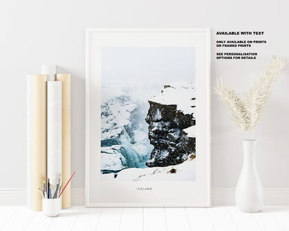 Gullfoss Waterfall - Iceland Photography Print - Iceland Wall Art - Iceland Poster - Gullfoss - Iceland Waterfall - Winter - Golden Circle