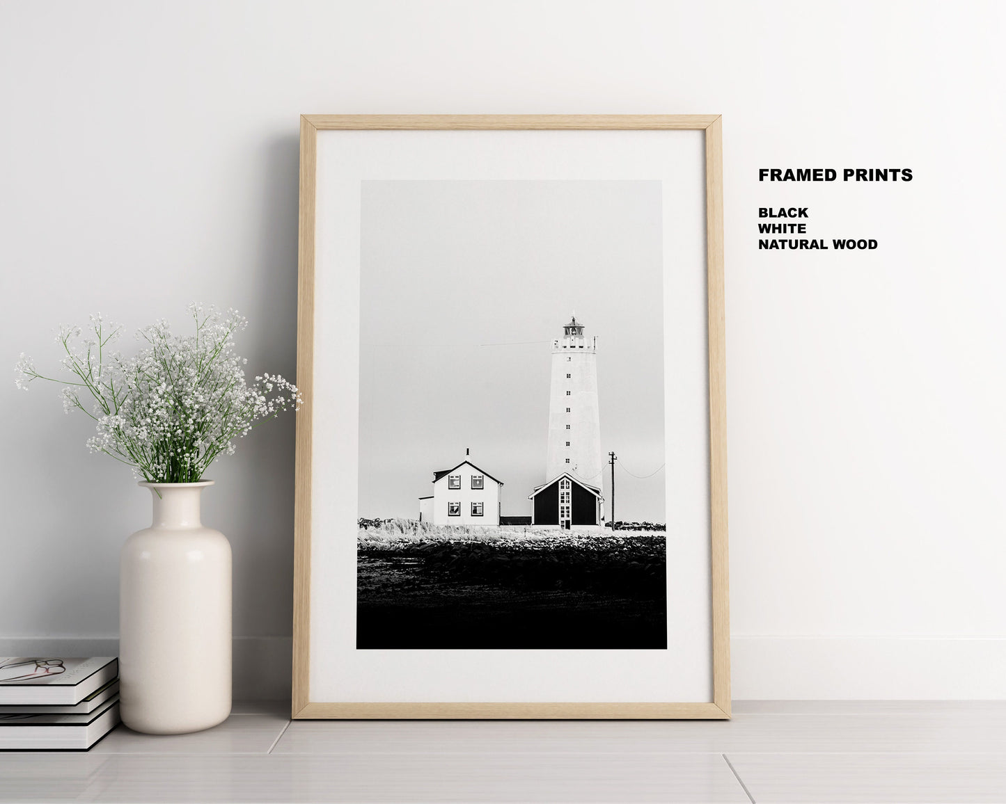 Reykjavik Lighthouse - Iceland Photography Print - Iceland Wall Art - Iceland Poster - Black and White Photography - Lighthouse Print - Gift