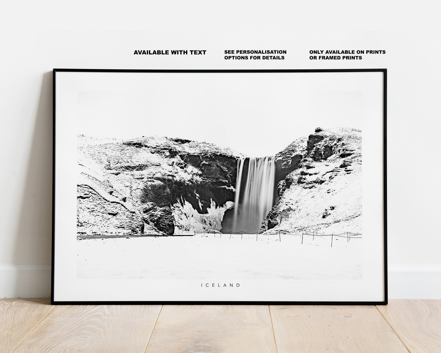 Skogafoss Waterfall - Iceland Photography Print - Iceland Wall Art - Iceland Poster - Black and White Photography - Landscape - Waterfalls