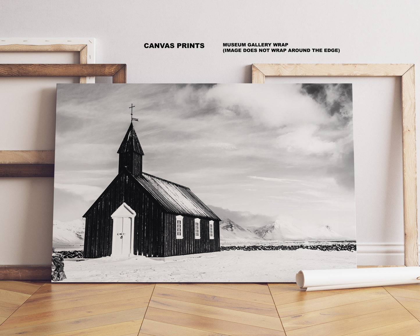 Budir Church Print - Iceland Photography Print - Iceland Wall Art - Iceland Poster - Black and White Photography - Landscape - Black Church