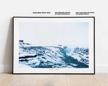 Gullfoss Print - Iceland Photography Print - Iceland Wall Art - Iceland Poster - Landscape - Golden Circle - Frozen Landscape - Winter Print