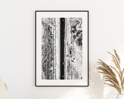 Icelandic Roads - Iceland Photography Print - Iceland Wall Art - Iceland Poster - Aerial Photography - Black and White Photography - Snowy