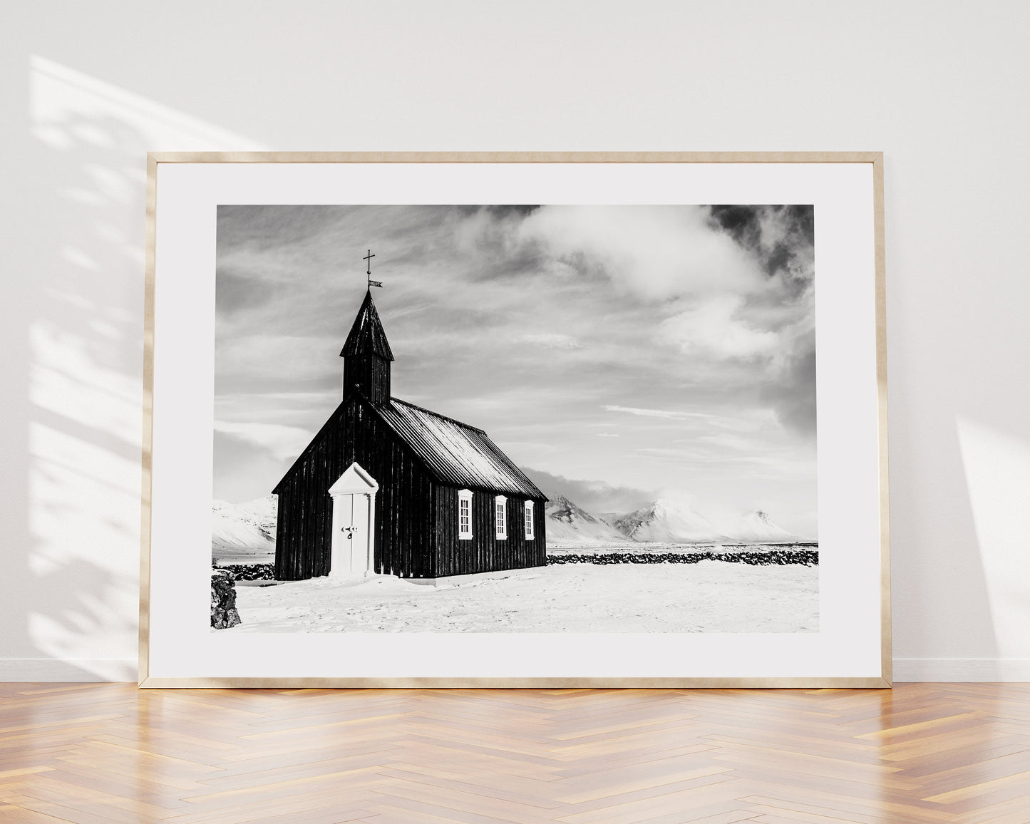 Budir Church Print - Iceland Photography Print - Iceland Wall Art - Iceland Poster - Black and White Photography - Landscape - Black Church