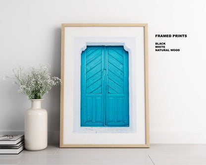 Greek Blue Door - Photography Print - Greece - Print - Poster - Santorini Photography - Greece Wall Art - Blue Wall Art - Blue Architecture