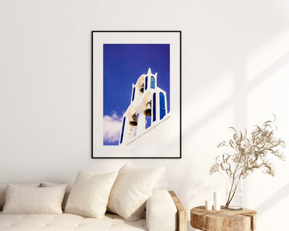 Santorini Church Photography Print - Greece - Print - Poster - Santorini Photography - Greece Wall Art - Blue Wall Art Print - Portrait
