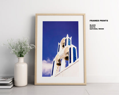 Santorini Church Photography Print - Greece - Print - Poster - Santorini Photography - Greece Wall Art - Blue Wall Art Print - Portrait