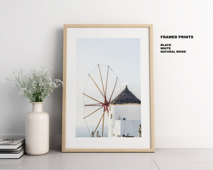 Santorini Windmills Photography Print - Greece - Print - Poster - Santorini Photography - Greece Wall Art - Windmill - Portrait - Greek