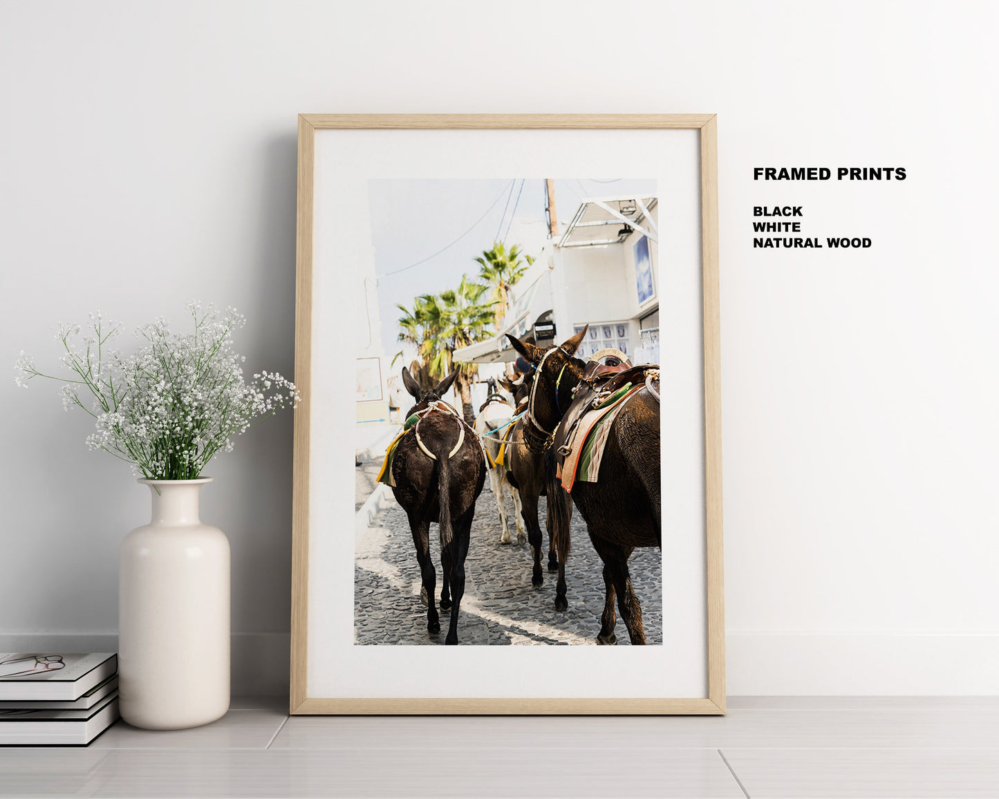 Santorini Donkey Photography Print - Greece - Print - Poster - Santorini Photography - Greece Wall Art - Donkey - Donkeys - Thera - Fira