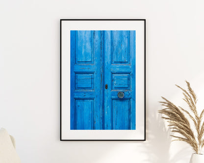 Blue Door Print - Greece - Print - Poster - Santorini Photography - Greece Wall Art - Blue Door Poster - Blue Door Wall Art - Blue Door Art