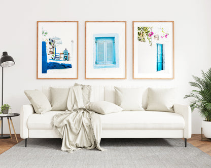 Greece Photography Print Set - Print Set of Three - Blue Wall Art - Living Room - Kitchen - Bedroom - Print Set - Photography - Greece