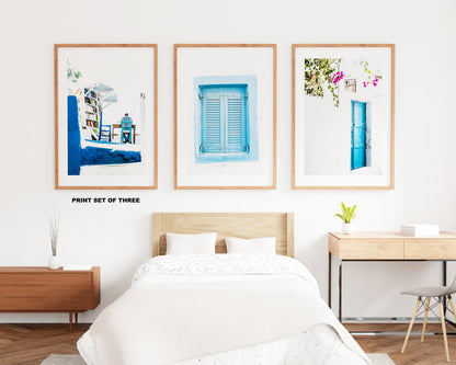 Greece Photography Print Set - Print Set of Three - Blue Wall Art - Living Room - Kitchen - Bedroom - Print Set - Photography - Greece